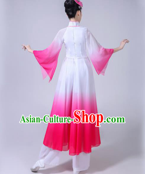 Chinese Classical Dance Costumes Traditional Chorus Group Dance Umbrella Dance Pink Dress for Women