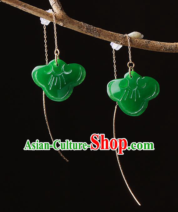 Chinese Traditional Jade Ear Jewelry Accessories National Hanfu Earrings for Women