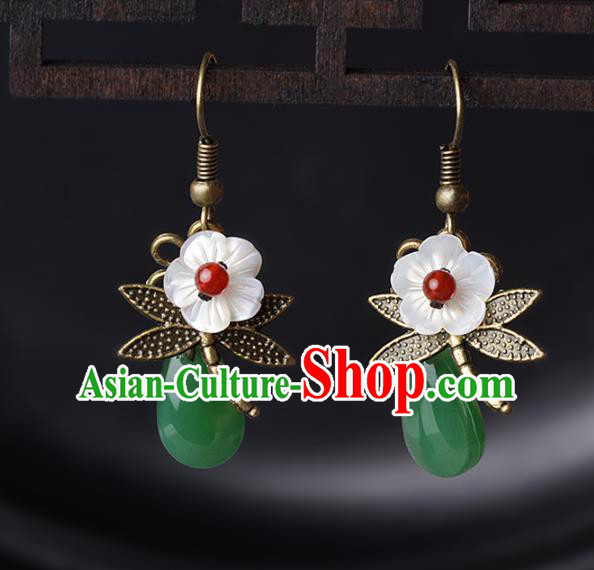 Chinese Traditional Jade Ear Jewelry Accessories National Hanfu Dragonfly Earrings for Women