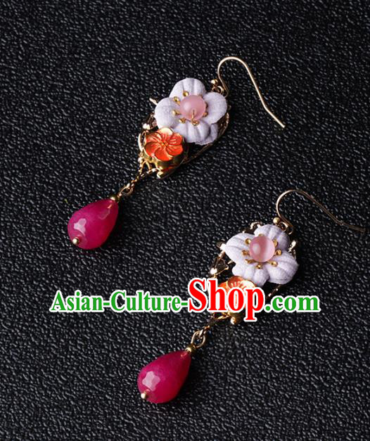 Chinese Traditional Jewelry Accessories National Hanfu Rosy Earrings for Women