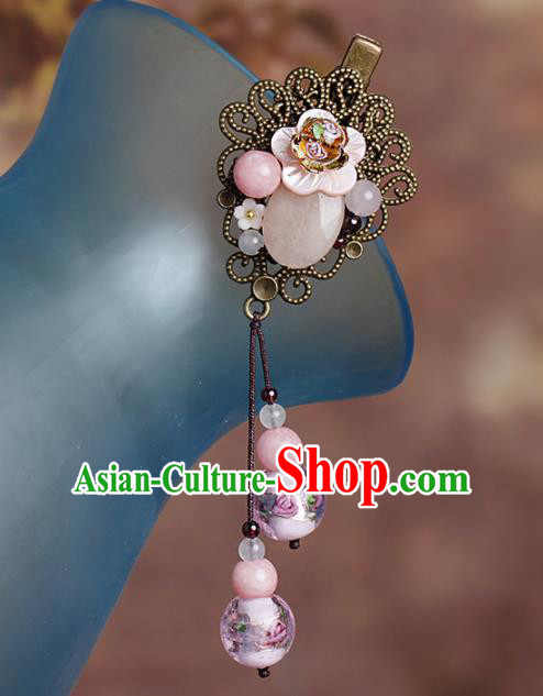 Chinese Traditional Hair Accessories National Hanfu Pink Tassel Hair Claw for Women