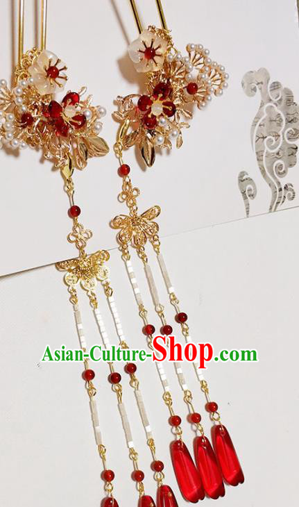 Handmade Chinese Traditional Tassel Hairpins Ancient Classical Hanfu Hair Accessories for Women