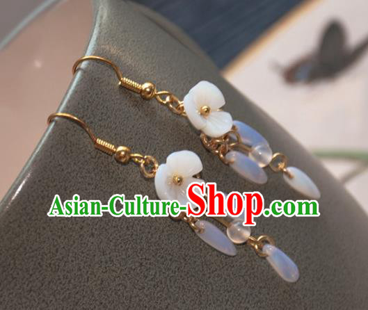 Chinese Ancient Handmade Crystal Tassel Earrings Traditional Classical Hanfu Ear Jewelry Accessories for Women