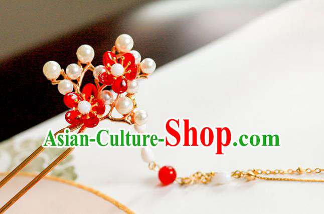 Handmade Chinese Traditional Tassel Step Shake Pearls Hairpins Ancient Classical Hanfu Hair Accessories for Women