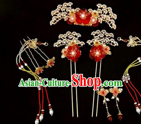 Chinese Traditional Pineburst Hairpins Handmade Classical Hair Accessories Complete Set for Women