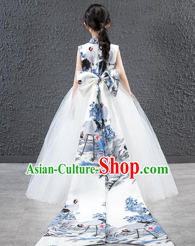 Children Modern Dance Costume Chinese Compere Catwalks Qipao Dress for Kids