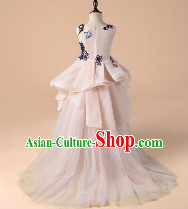Children Catwalks Costume Girls Compere Modern Dance Veil Full Dress for Kids