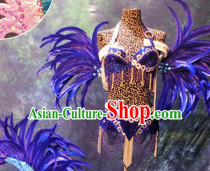 Halloween Cosplay Stage Show Props Accessories Brazilian Carnival Parade Purple Feather Wings for Women