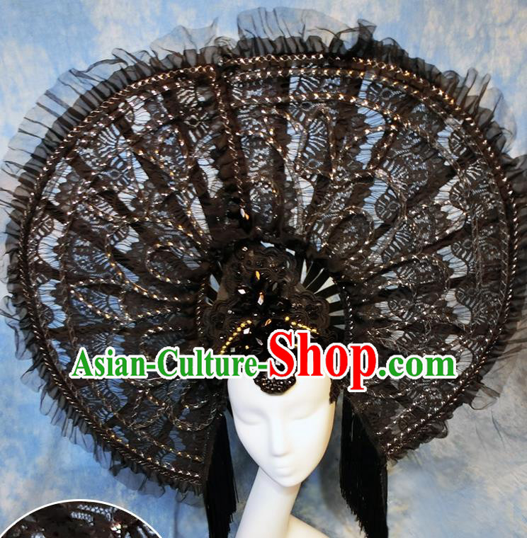 Halloween Cosplay Black Lace Hat Hair Accessories Brazilian Carnival Parade Headwear for Women
