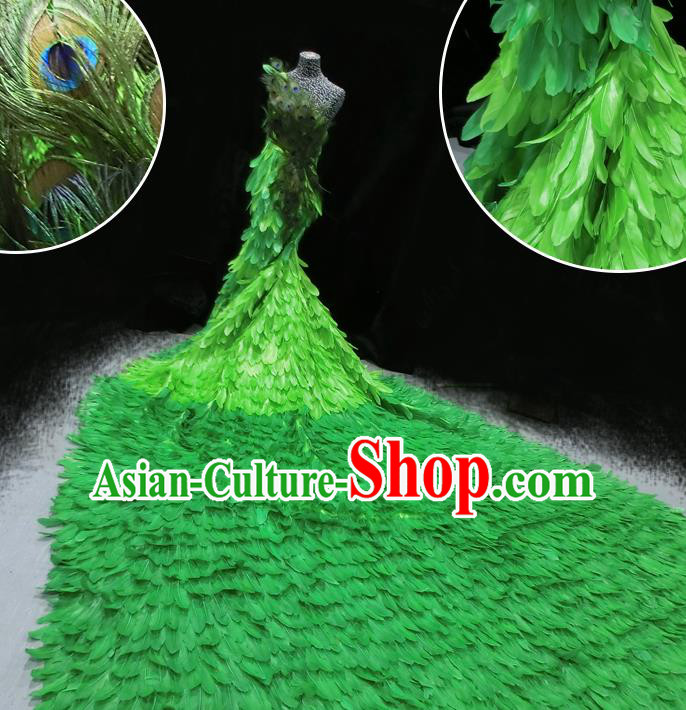 Halloween Stage Show Green Feather Samba Costumes Brazilian Carnival Parade Trailing Dress for Women