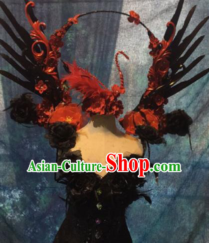 Halloween Cosplay Stage Show Props Catwalks Costumes Brazilian Carnival Parade Feather Wings for Women
