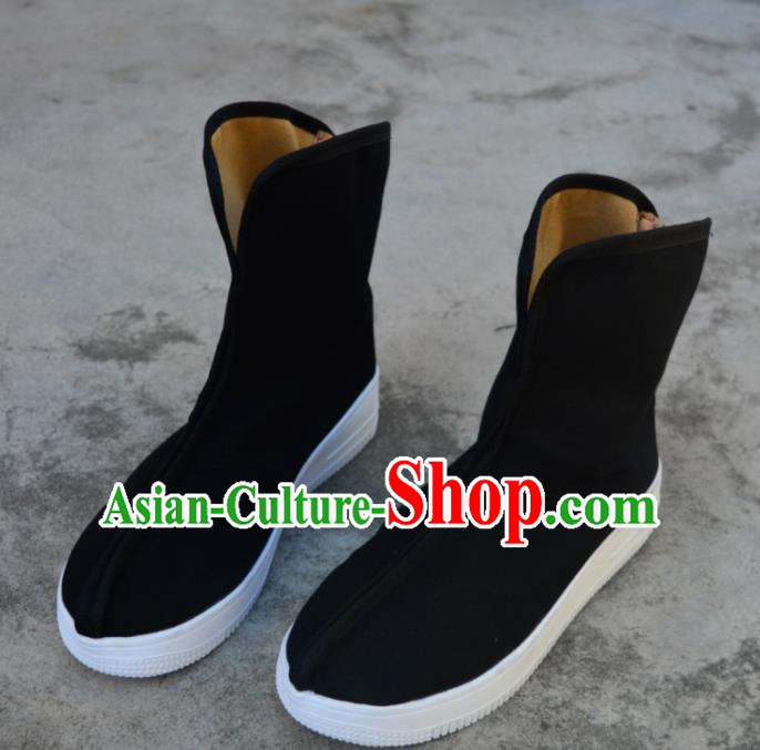 Chinese Traditional Black Boots Ancient Swordsman Shoes Cloth Shoes for Men