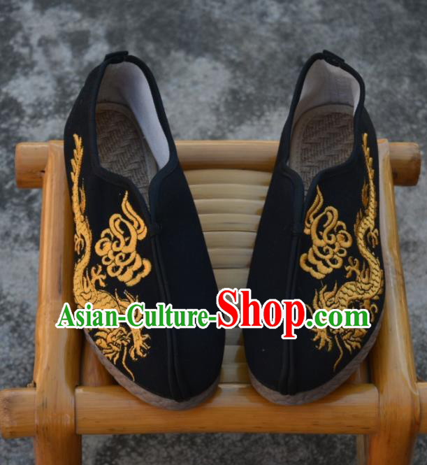 Chinese Traditional Shoes Ancient Swordsman Shoes Embroidered Dragons Shoes for Men