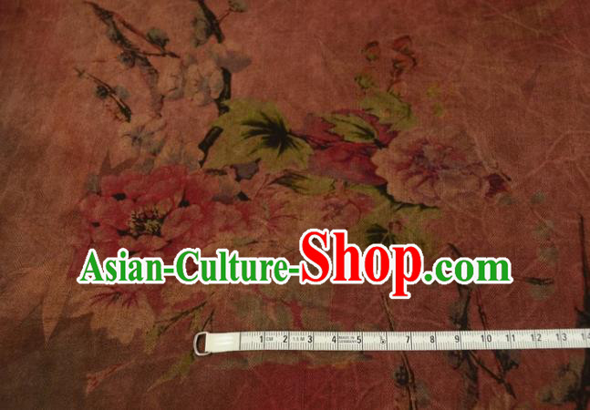 Asian Chinese Traditional Peony Pattern Silk Design Brocade Fabric Chinese Gambiered Guangdong Gauze Material