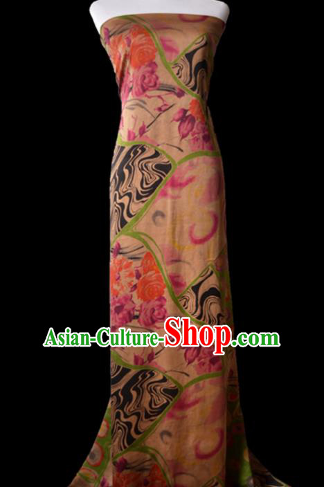 Asian Gambiered Guangdong Gauze Material Chinese Traditional Pattern Silk Design Brocade Fabric
