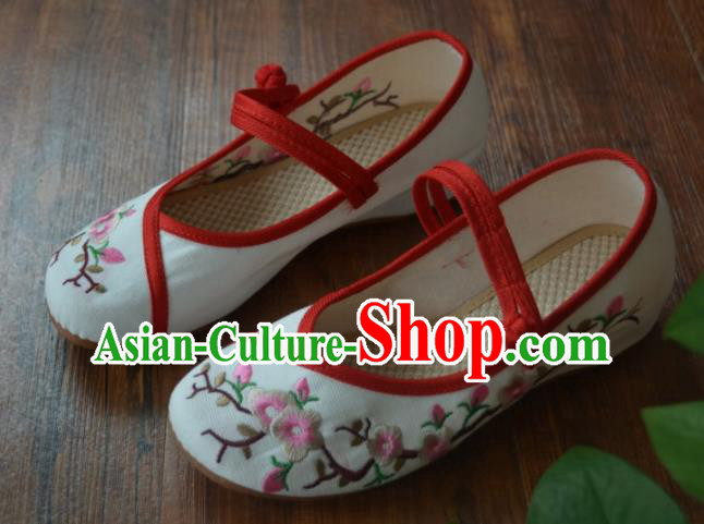Chinese Traditional Hanfu White Shoes Ancient Princess Shoes Embroidered Shoes for Women