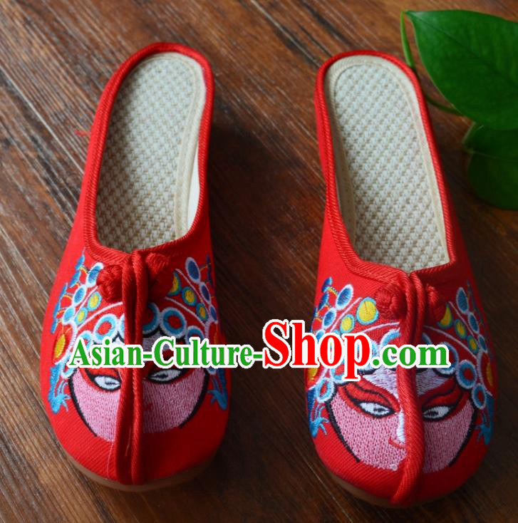 Chinese Traditional Hanfu Shoes Ancient Princess Shoes Embroidered Red Slippers for Women