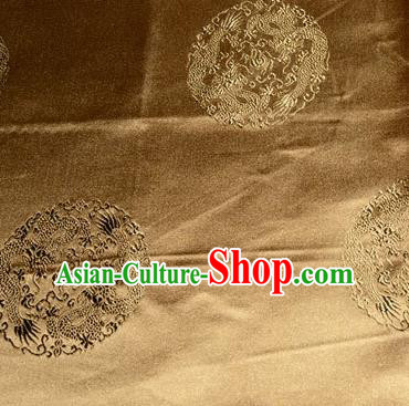 Asian Chinese Tang Suit Silk Fabric Bronze Brocade Traditional Dragons Pattern Design Satin Material