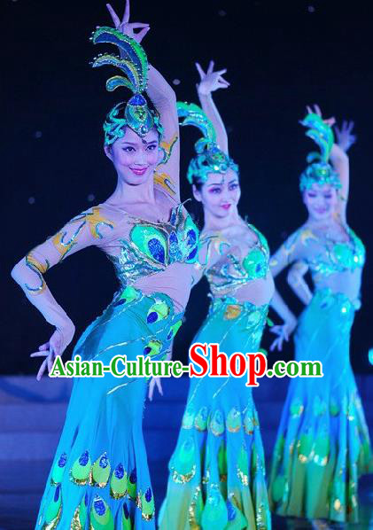 Chinese Traditional Folk Dance Pavane Costumes Group Dance Stage Performance Clothing for Women