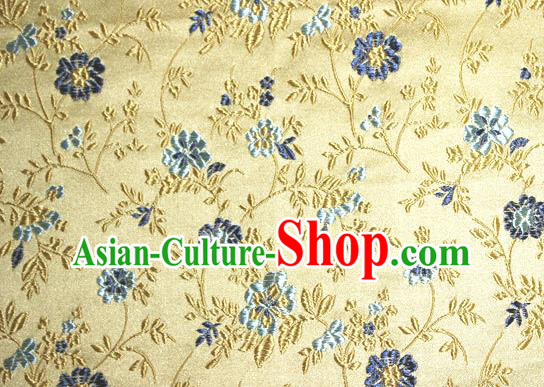 Asian Traditional Royal Flowers Pattern Design Golden Satin Material Chinese Tang Suit Brocade Silk Fabric