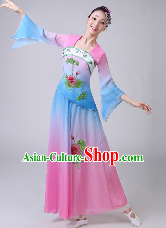 Chinese Traditional Classical Dance Lotus Dance Costumes Stage Performance Umbrella Dance Dress for Women