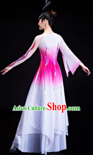 Chinese Traditional Classical Dance Lotus Dance Costumes Umbrella Dance Pink Dress for Women