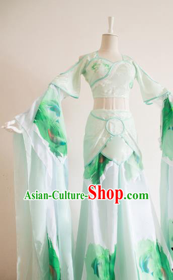 Traditional Chinese Tang Dynasty Princess Costumes Ancient Cosplay Peri Green Hanfu Dress for Women