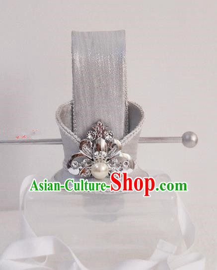 Chinese Ancient Nobility Childe Hair Accessories Han Dynasty Bridegroom White Headwear for Men