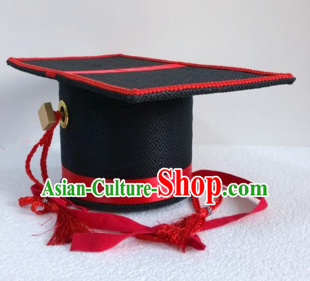 Chinese Ancient Bridegroom Hair Accessories Zhou Dynasty Minister Black Hat Headwear for Men