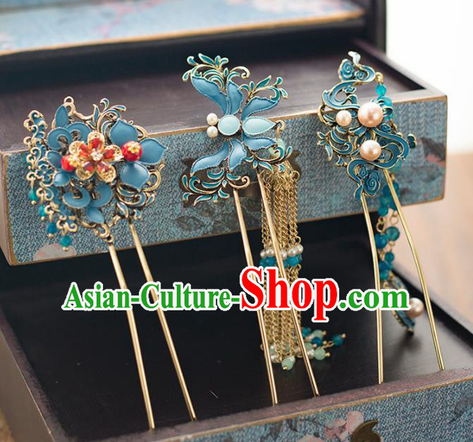 Chinese Ancient Bride Wedding Hair Accessories Hair Clips Tassel Hairpins Headwear for Women