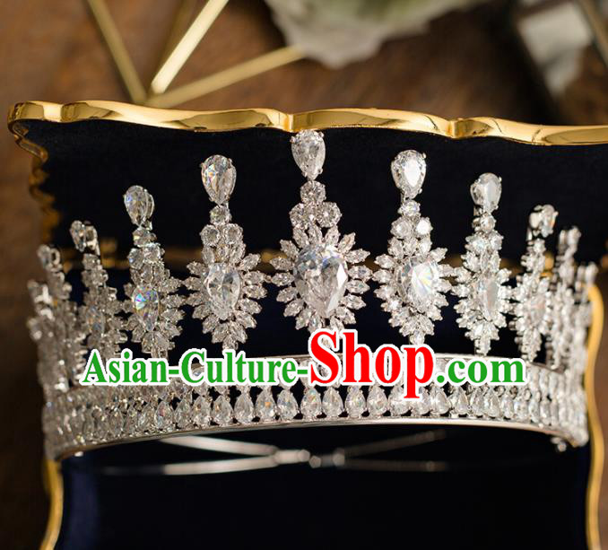 Top Grade Wedding Bride Hair Accessories Princess Handmade Crystal Royal Crown Headwear for Women