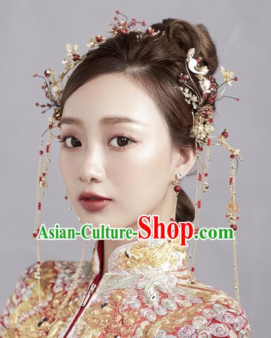 Chinese Ancient Palace Hair Accessories Bride Hanfu Hair Clips Tassel Hairpins Headwear for Women