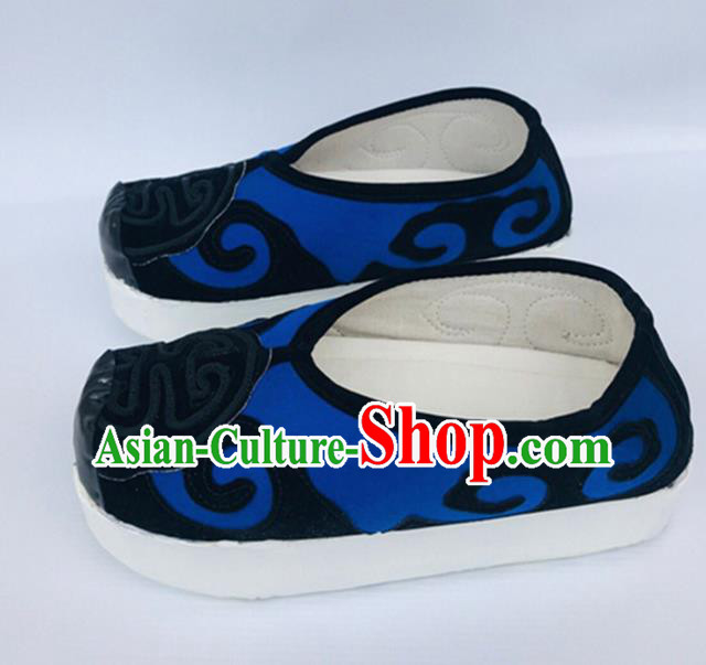 Chinese Traditional Shoes Ancient Beijing Opera Shoes Hanfu Royalblue Shoes for Men