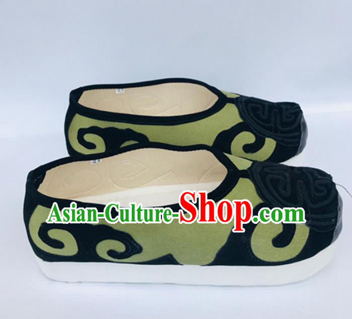 Chinese Traditional Shoes Ancient Beijing Opera Shoes Hanfu Green Shoes for Men