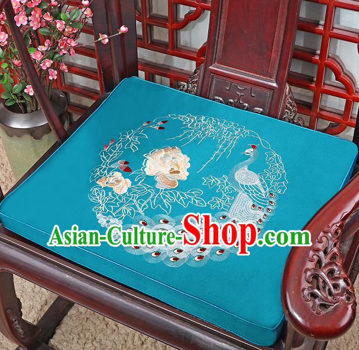 Chinese Classical Household Ornament Traditional Handmade Embroidered Peony Cushion Armchair Mat