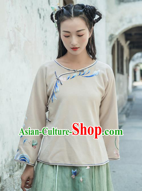 Chinese Traditional Costumes National Upper Outer Garment Qipao Blouse for Women