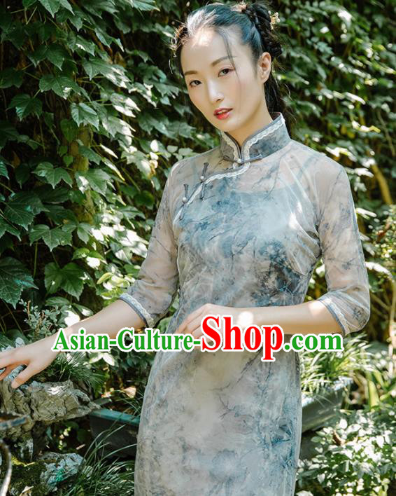 Chinese Traditional Costumes National Silk Qipao Dress Classical Cheongsam for Women