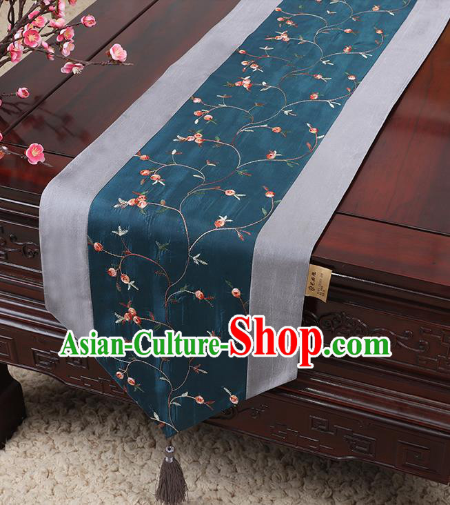 Chinese Traditional Handmade Table Cover Cloth Classical Household Ornament Navy Brocade Table Flag