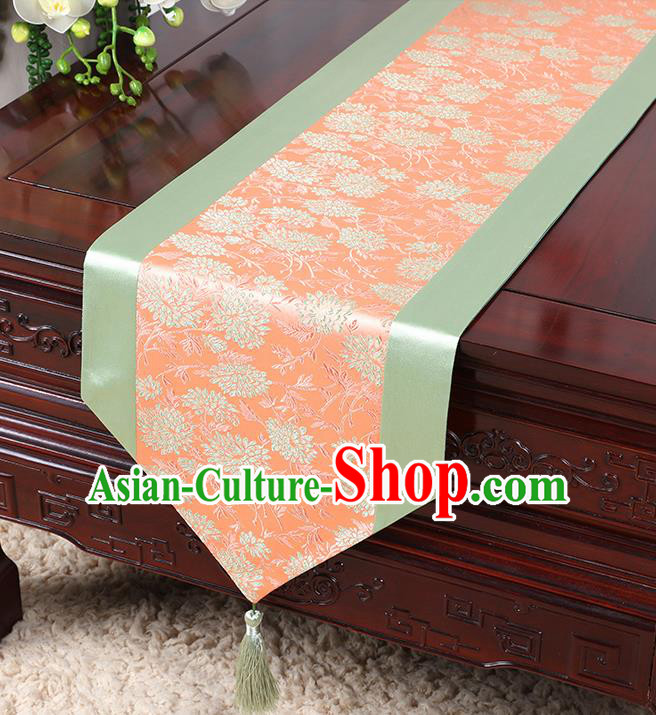 Chinese Traditional Table Cloth Classical Handmade Household Ornament Chrysanthemum Pattern Brocade Table Flag