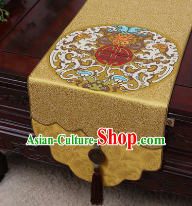 Chinese Traditional Pattern Golden Brocade Table Cloth Classical Household Ornament Table Flag