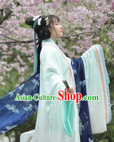 Chinese Traditional Jin Dynasty Palace Princess Historical Costumes Ancient Peri Court Maid Hanfu Dress for Women