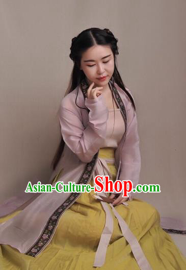 Chinese Ancient Young Lady Hanfu Dress Traditional Song Dynasty Historical Costumes for Women