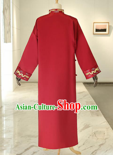 Chinese Traditional Wedding Red Gown Ancient Bridegroom Embroidered Costumes for Men