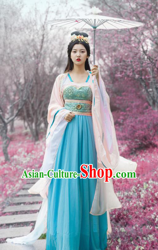 Traditional Chinese Ancient Drama Moon Goddess Costumes Tang Dynasty Princess Hanfu Dress for Women