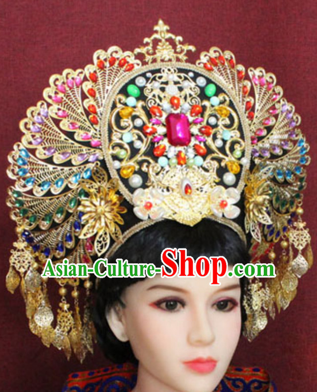 Top Traditional Thailand Empress Hair Jewelry Princess Crown Hat