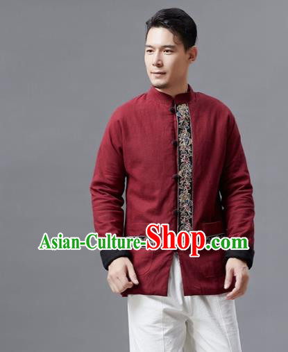 Chinese Traditional Costume Tang Suits Red Jacket National Mandarin Shirts for Men