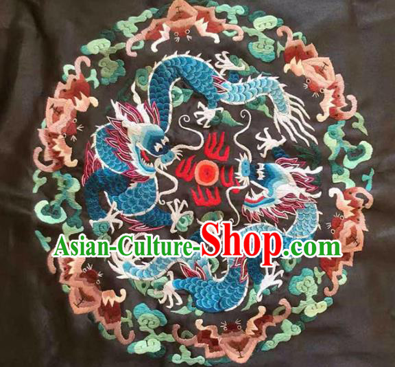 Chinese Traditional Embroidery Craft Embroidered Dragons Silk Patches Handmade Embroidering Accessories