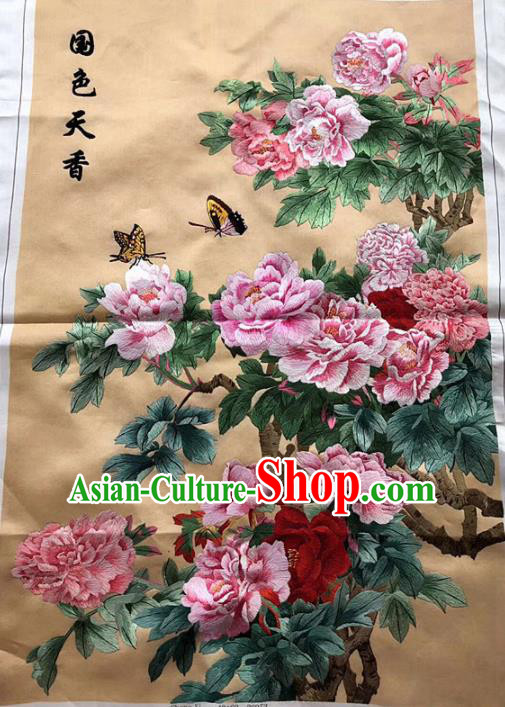 Chinese Traditional Embroidery Craft Embroidered Peony Flowers Silk Patches Handmade Embroidering Accessories
