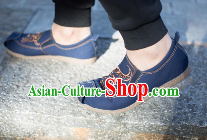 Chinese Traditional Martial Arts Shoes Kung Fu Shoes Navy Shoes for Men