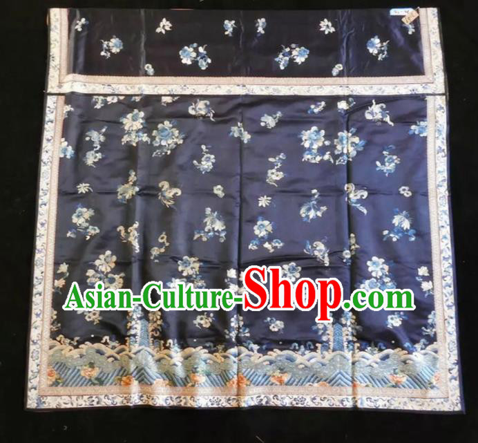 Chinese Traditional Handmade Embroidery Craft Embroidered Navy Cloth Patches Embroidering Silk Piece